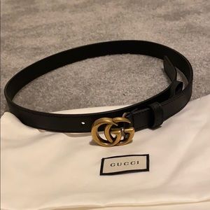 authentic gucci Thin belt with Double G buckle